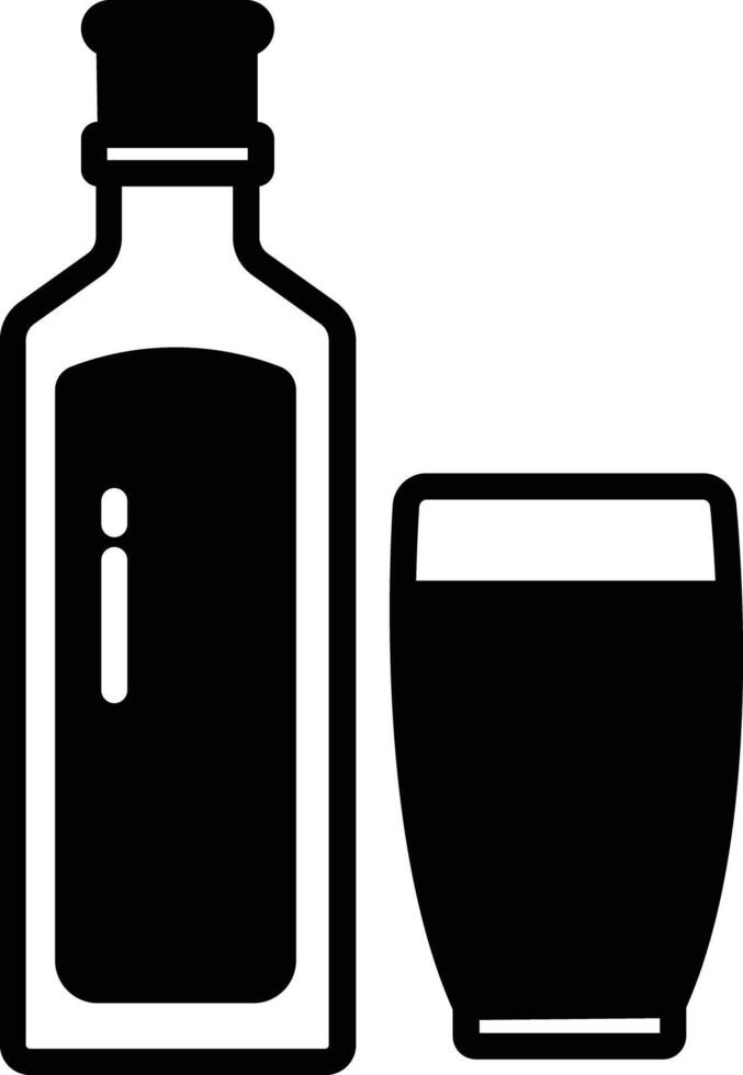 gin glas en fles glyph en lijn vector illustratie