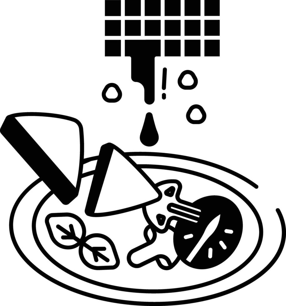 wafel en aardappel schnitzels glyph en lijn vector illustratie