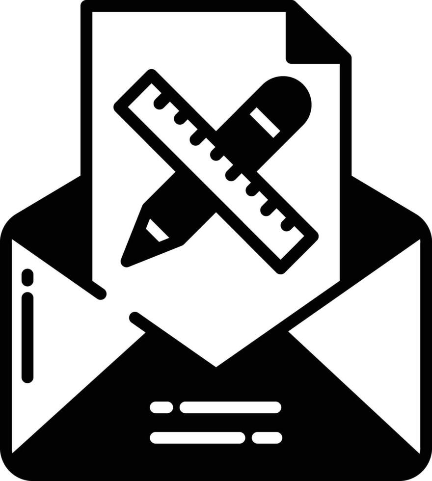 e-mail glyph en lijn vector illustratie