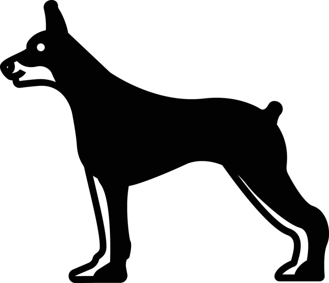 doberman hond glyph en lijn vector illustratie