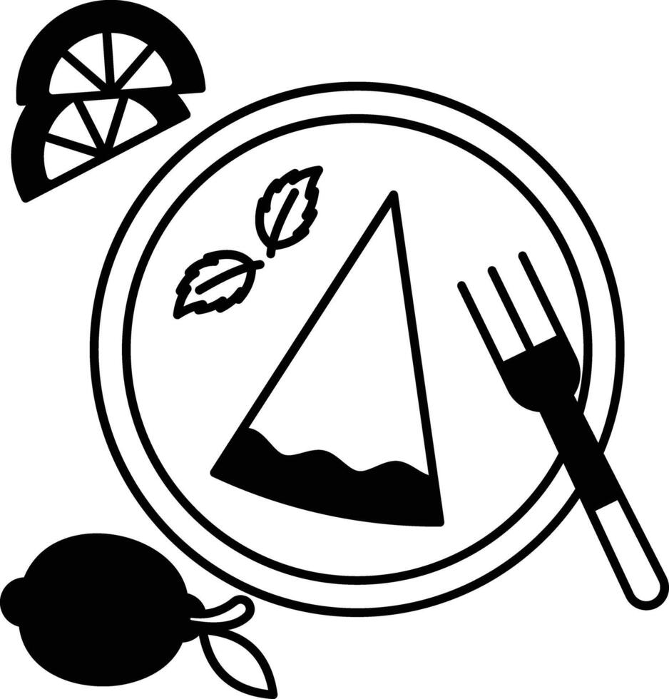 citroen kaas taart glyph en lijn vector illustratie