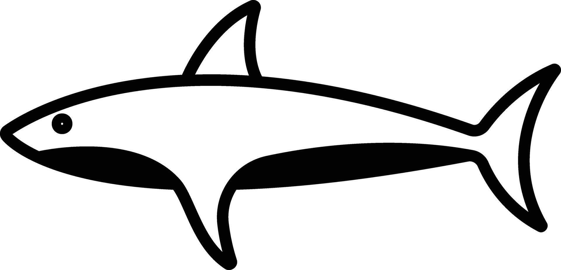 haai vis glyph en lijn vector illustratie