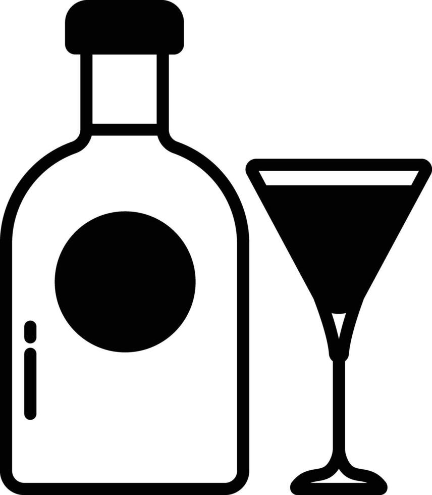 glas en fles glyph en lijn vector illustratie