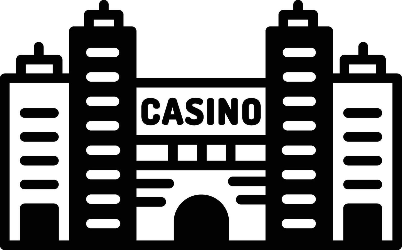 casino hotel glyph en lijn vector illustratie