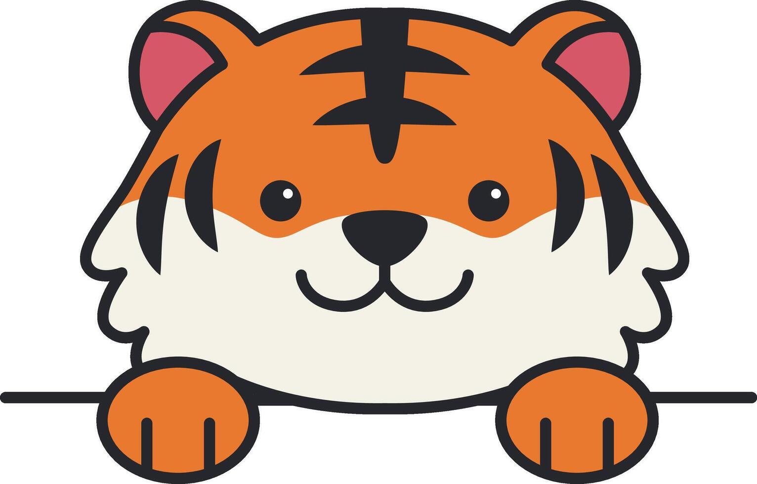 schattig tijger tekenfilm icoon. vector illustratie. geïsoleerd Aan wit achtergrond.