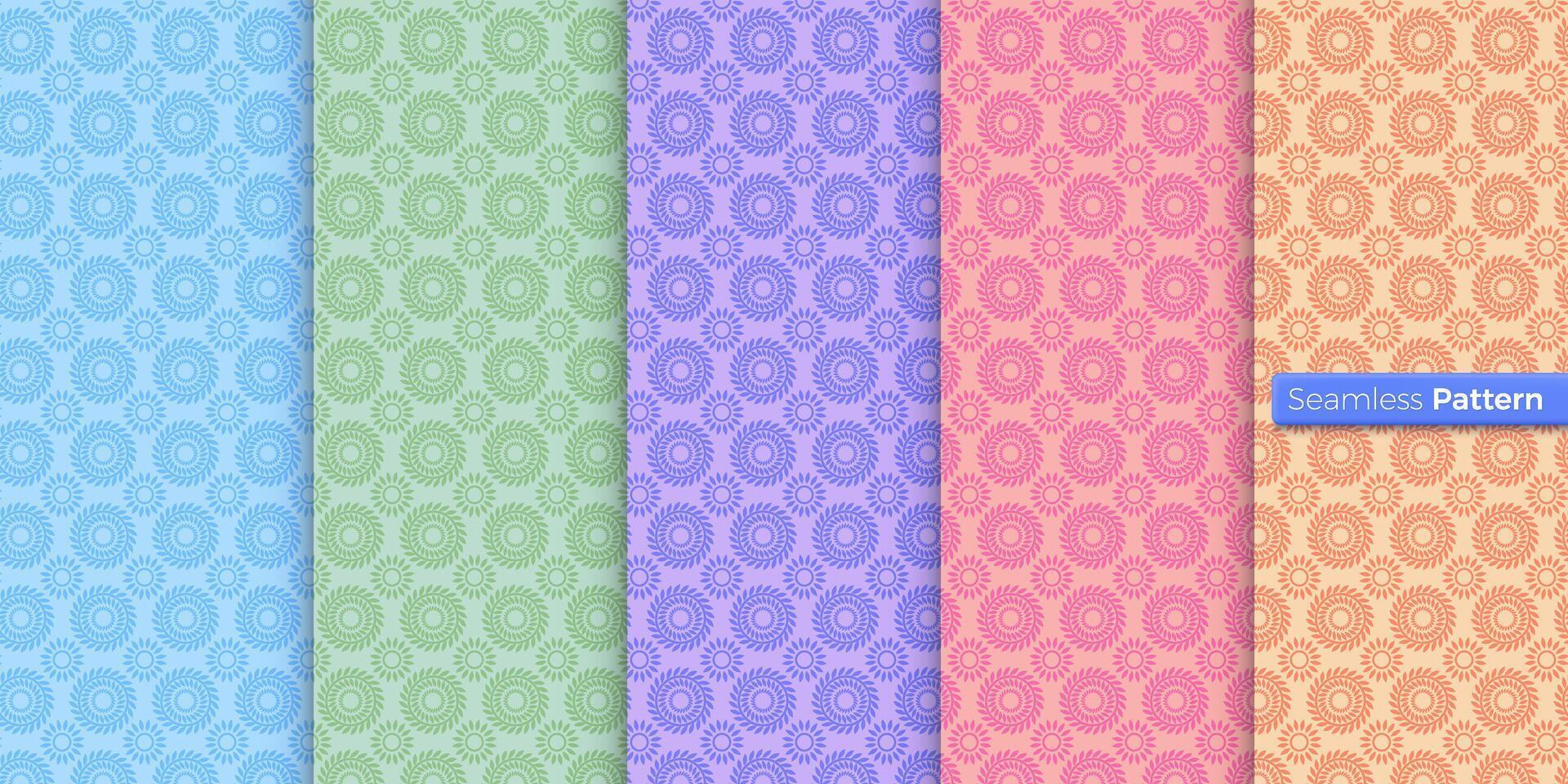 abstract cirkel meetkundig patroon. regenboog achtergrond. hedendaags kunst. symmetrisch. minimaal stijl. voor behang, wikkel, textiel, kleding stof, kleren, souvenirs, oppervlak. naadloos patroon vector. vector
