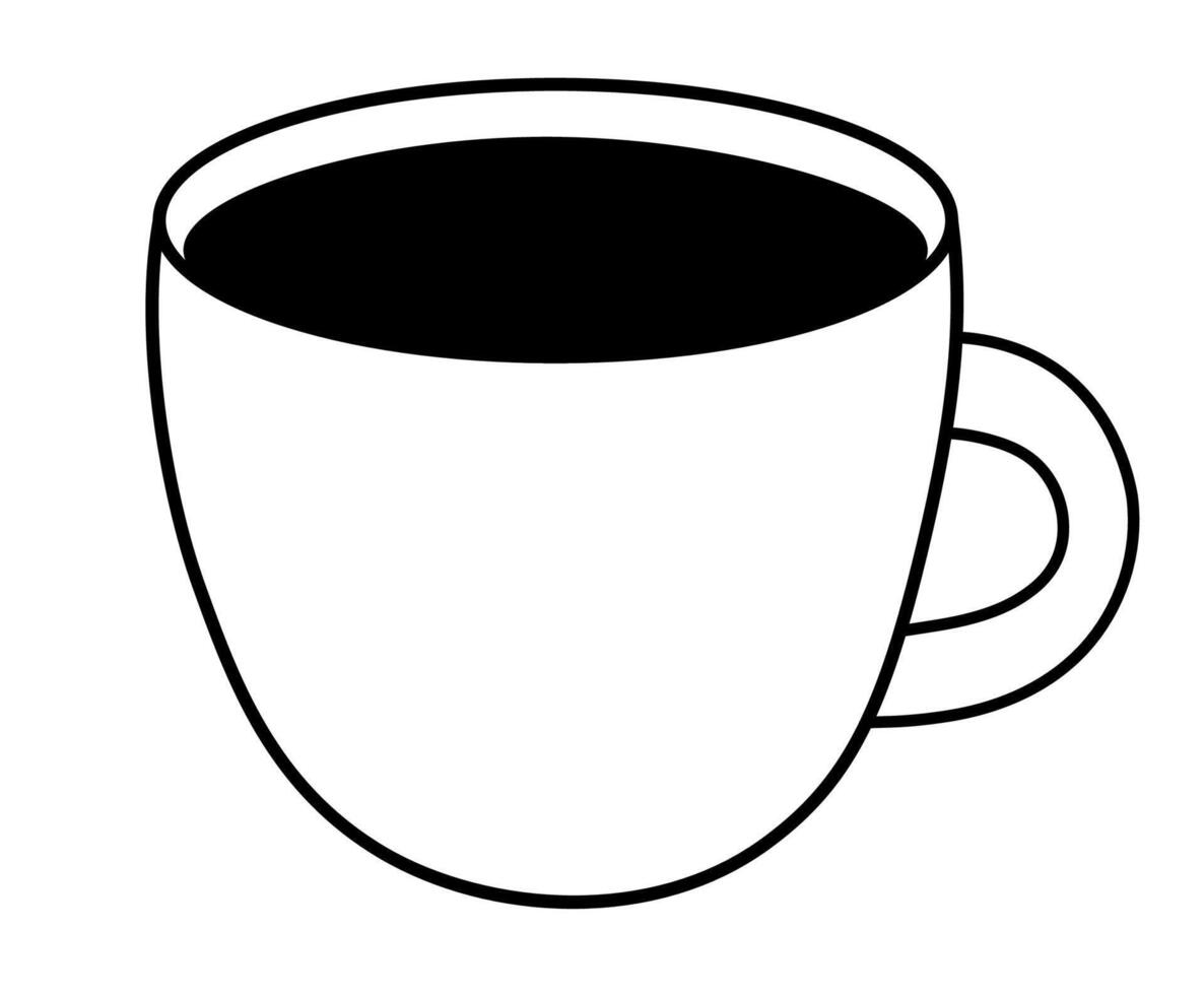 koffie beker. zwart monochroom tekening stijl. vector drankje. vlak illustratie.