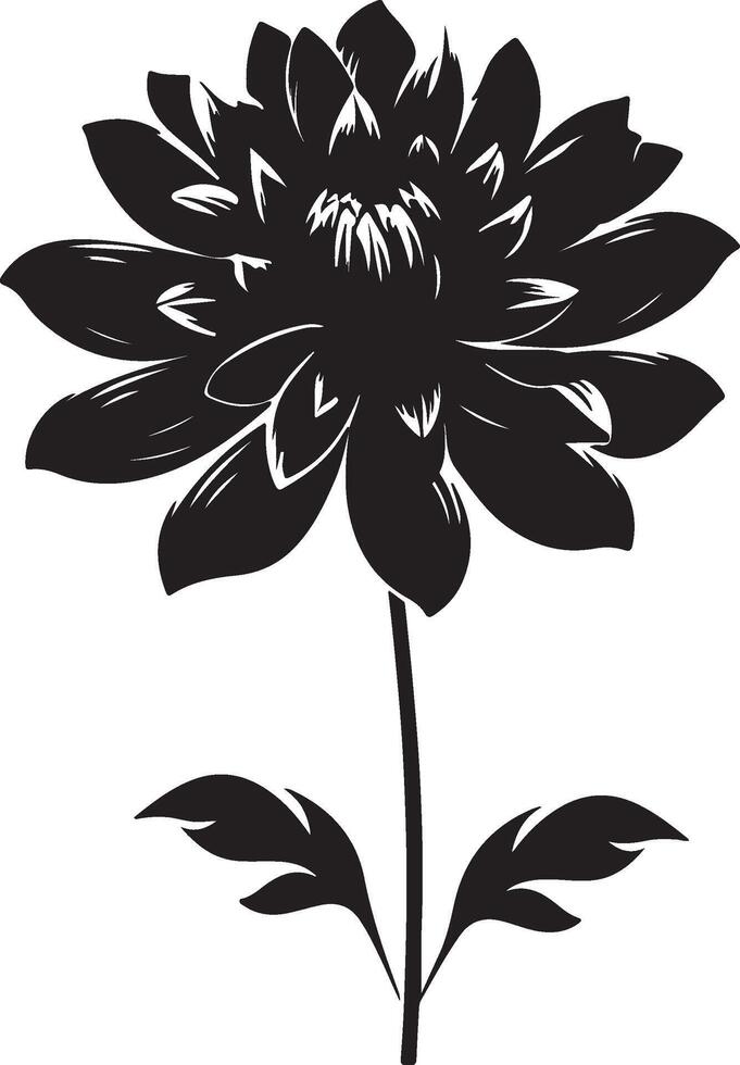 dahlia bloem silhouet vector illustratie wit achtergrond