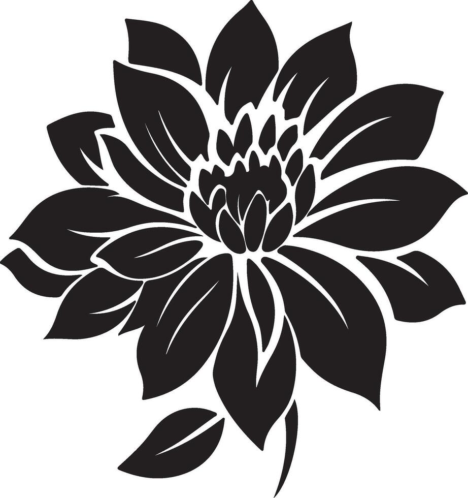 dahlia bloem silhouet vector illustratie wit achtergrond