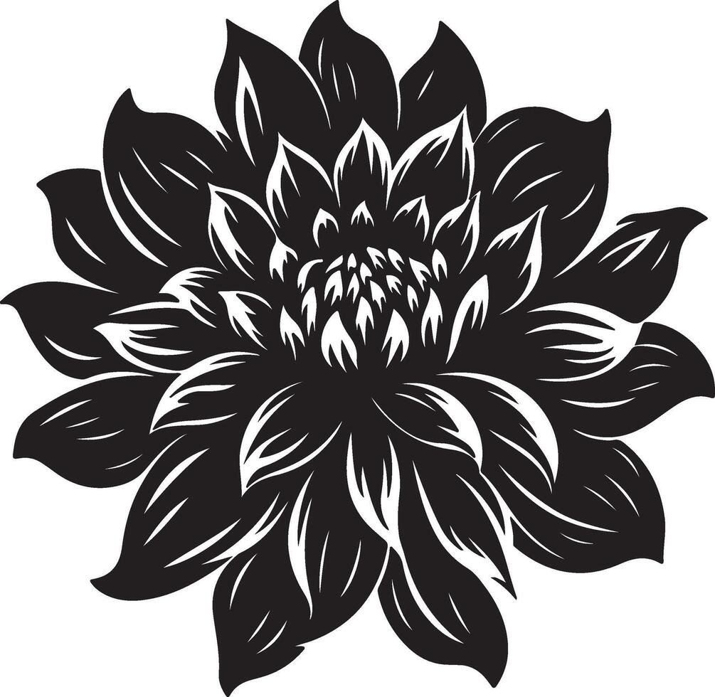 dahlia bloem silhouet vector illustratie wit achtergrond