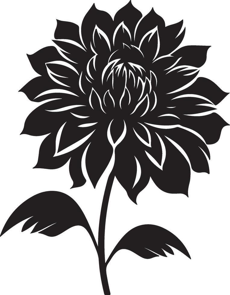 dahlia bloem silhouet vector illustratie wit achtergrond