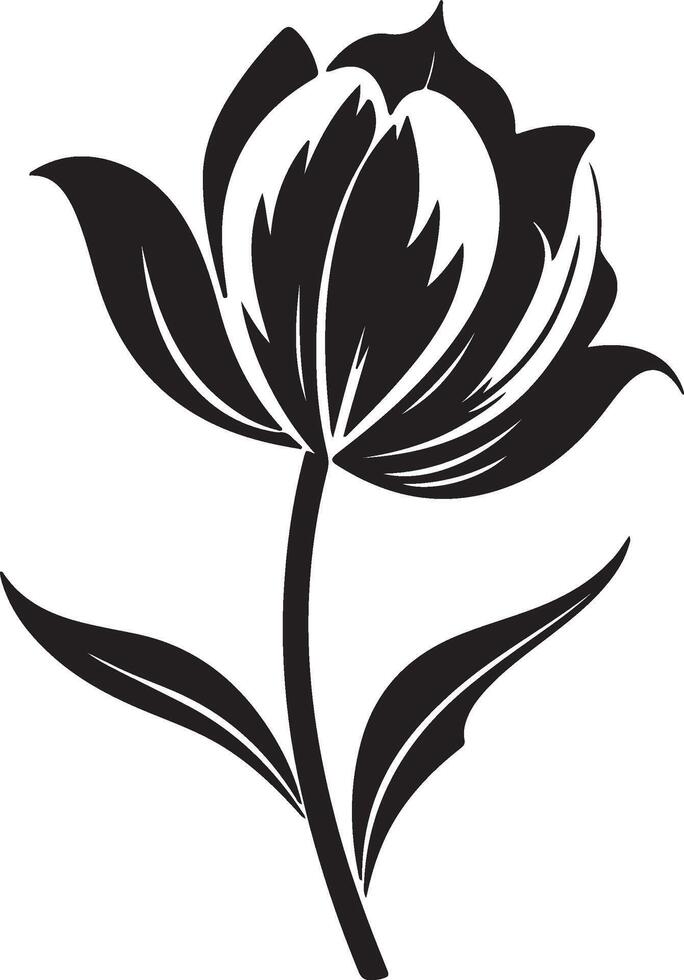 tulp bloem silhouet vector illustratie wit achtergrond