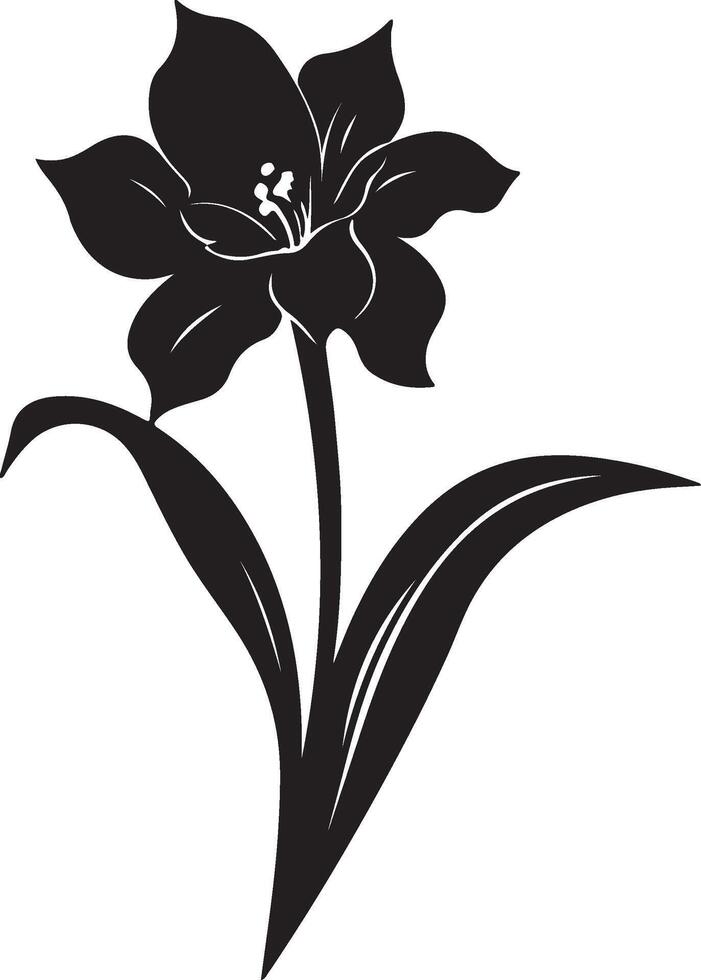 gele narcis bloem silhouet vector illustratie wit achtergrond