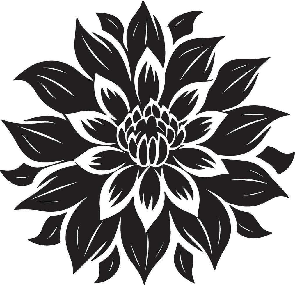 dahlia bloem silhouet vector illustratie wit achtergrond