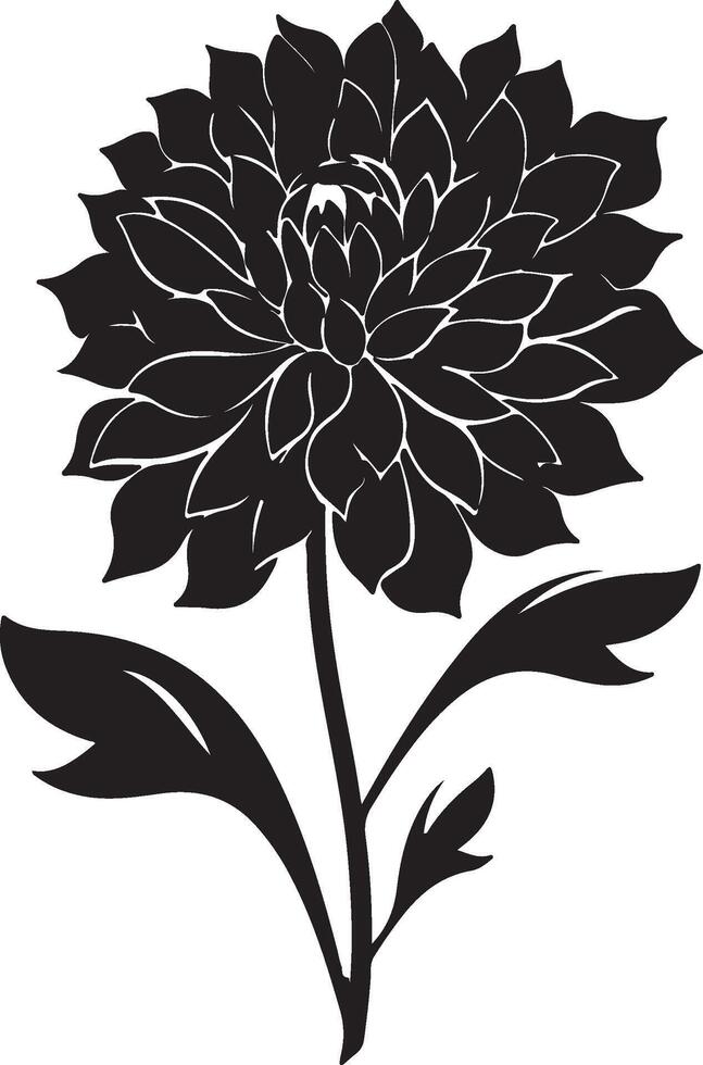 dahlia bloem silhouet vector illustratie wit achtergrond