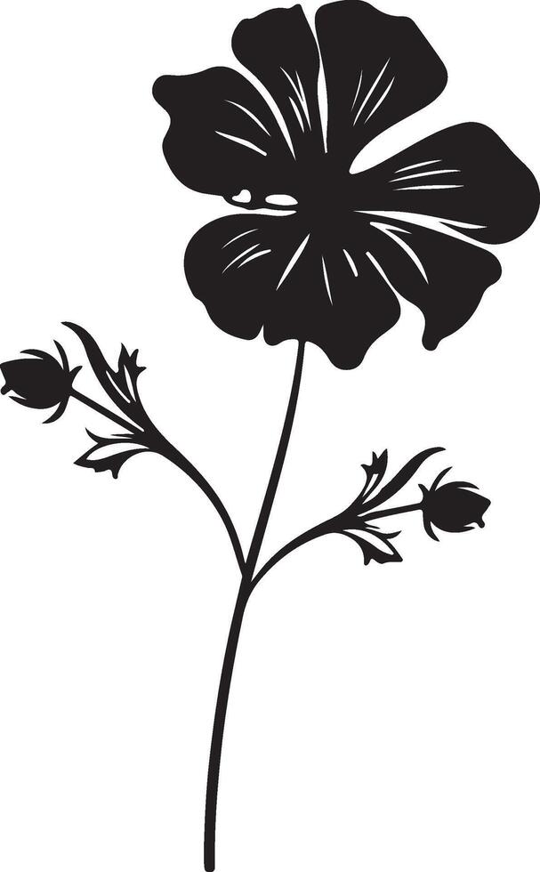 geranium bloem silhouet vector illustratie wit achtergrond