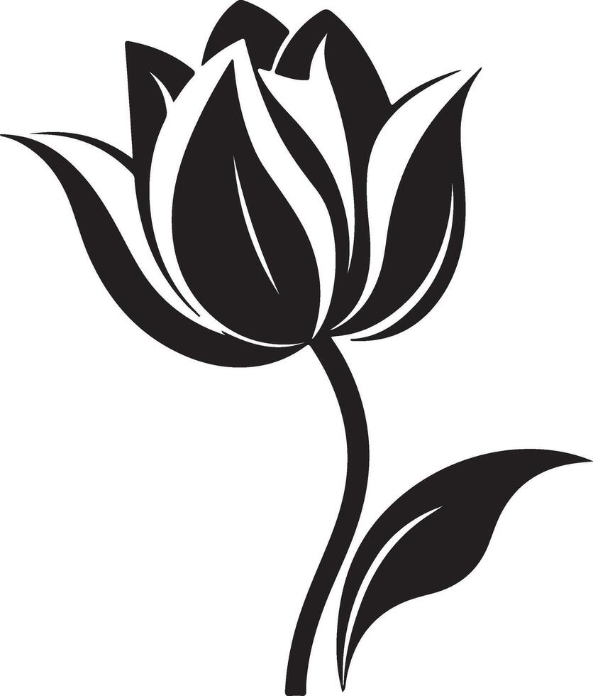 tulp bloem silhouet vector illustratie wit achtergrond