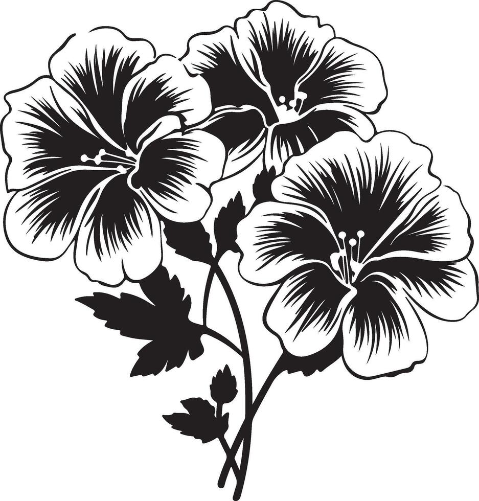 geranium bloem silhouet vector illustratie wit achtergrond