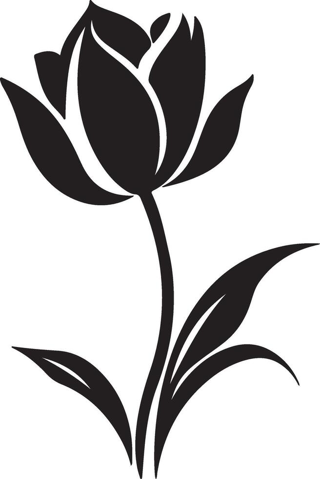 tulp bloem silhouet vector illustratie wit achtergrond