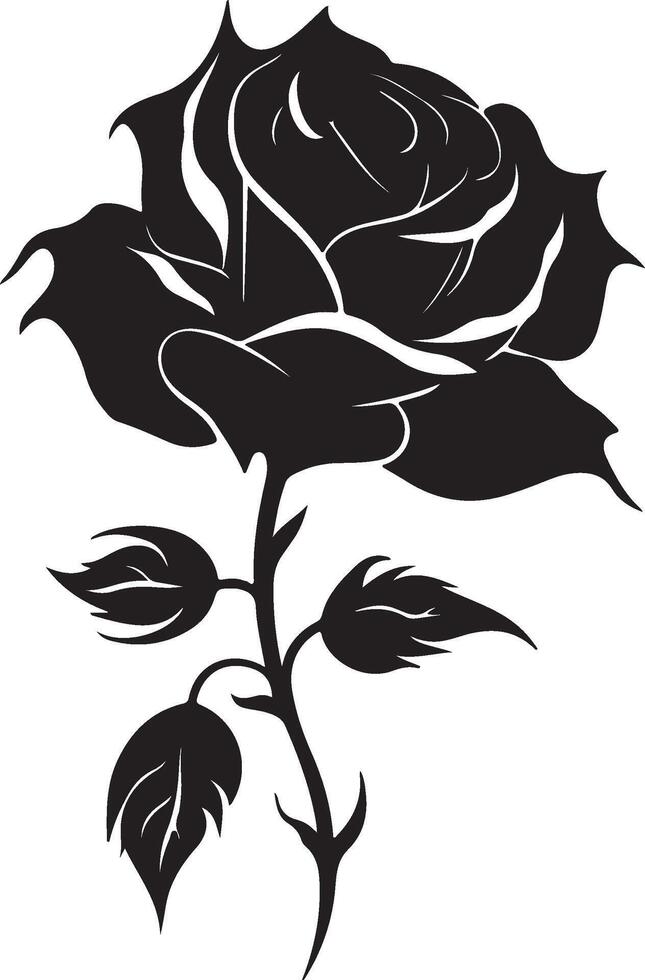 roos bloem silhouet vector illustratie wit achtergrond