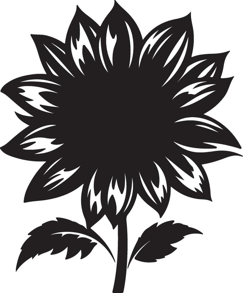 zonnebloem silhouet vector illustratie wit achtergrond