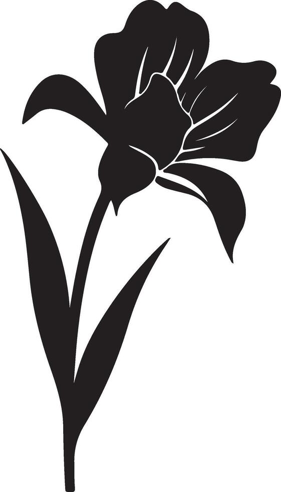 gele narcis bloem silhouet vector illustratie wit achtergrond