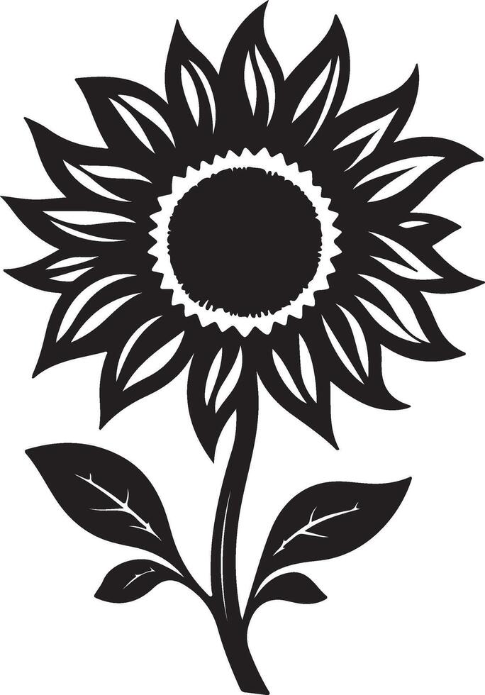 zonnebloem silhouet vector illustratie wit achtergrond