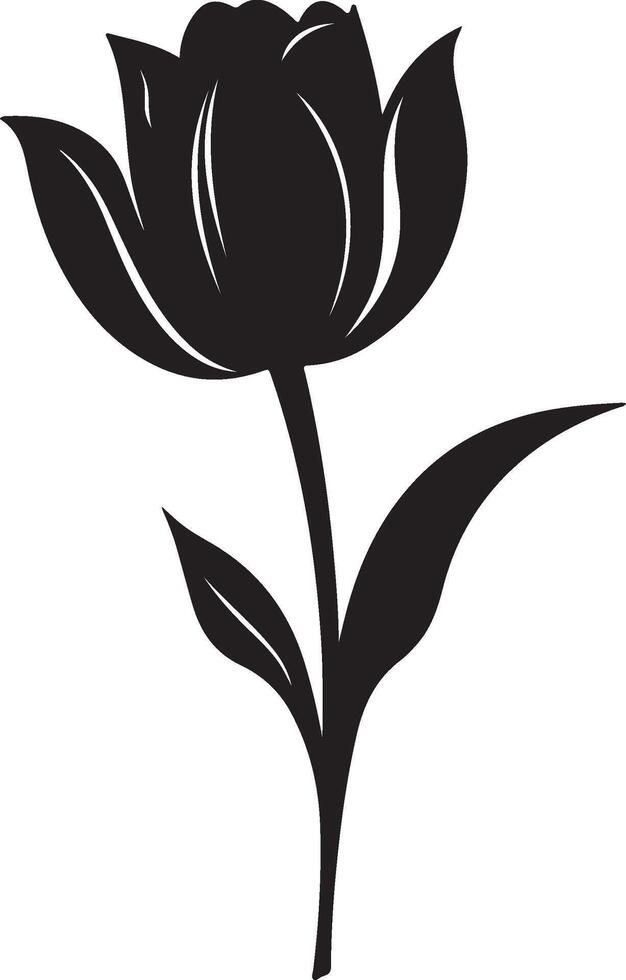 tulp bloem silhouet vector illustratie wit achtergrond