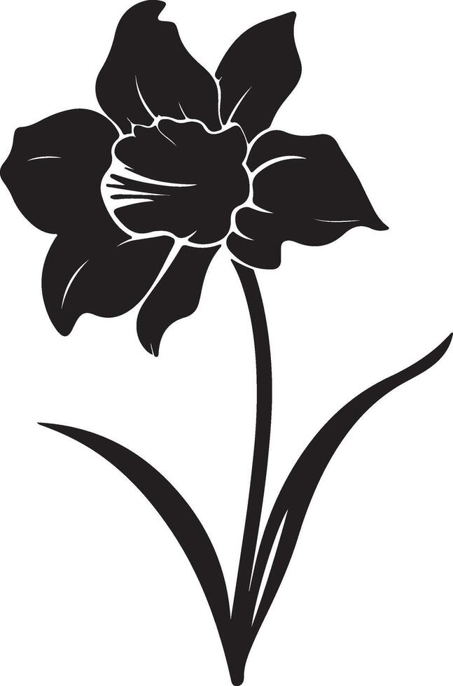 gele narcis bloem silhouet vector illustratie wit achtergrond