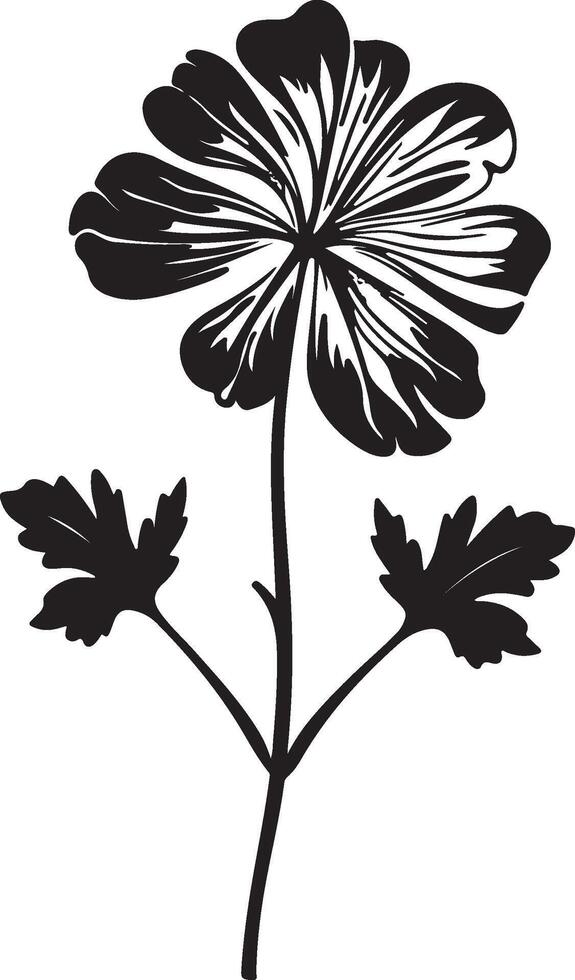 geranium bloem silhouet vector illustratie wit achtergrond