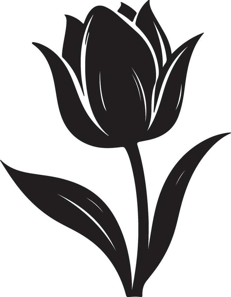 tulp bloem silhouet vector illustratie wit achtergrond