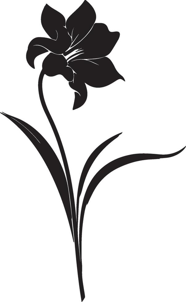 gele narcis bloem silhouet vector illustratie wit achtergrond