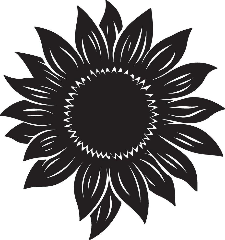 zonnebloem silhouet vector illustratie wit achtergrond