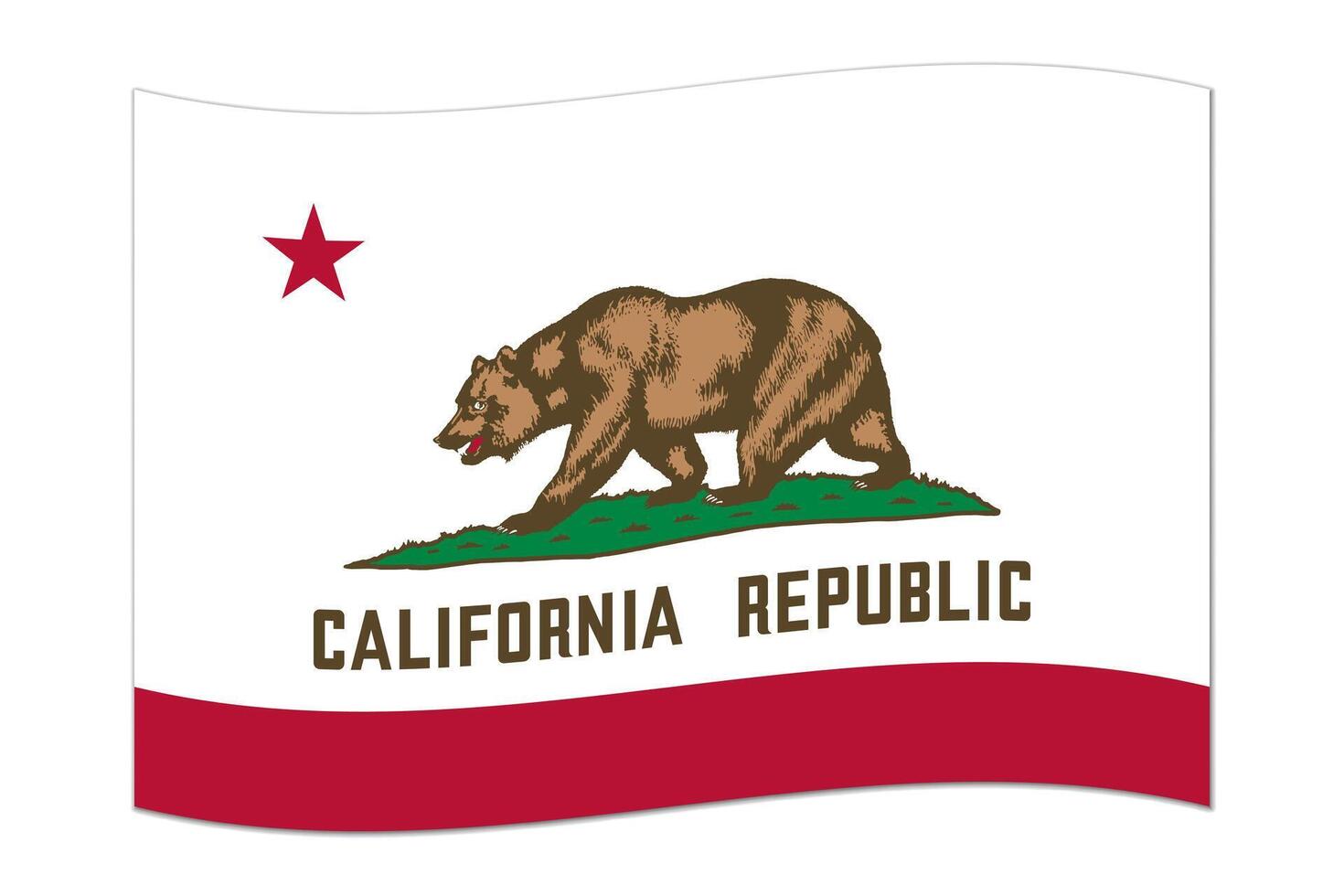 golvend vlag van de Californië staat. vector illustratie.