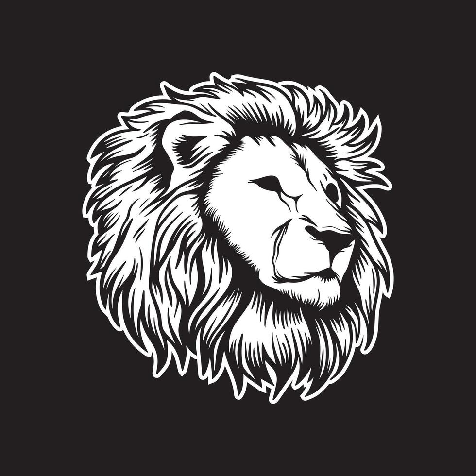 leeuw kunst zwart en wit hand- getrokken illustraties vector