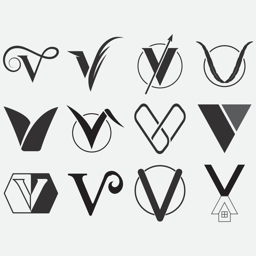 verzameling van v logo vector