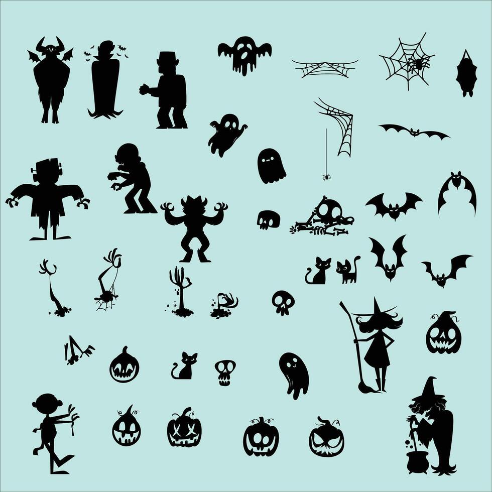 halloween silhouetten vector. vector