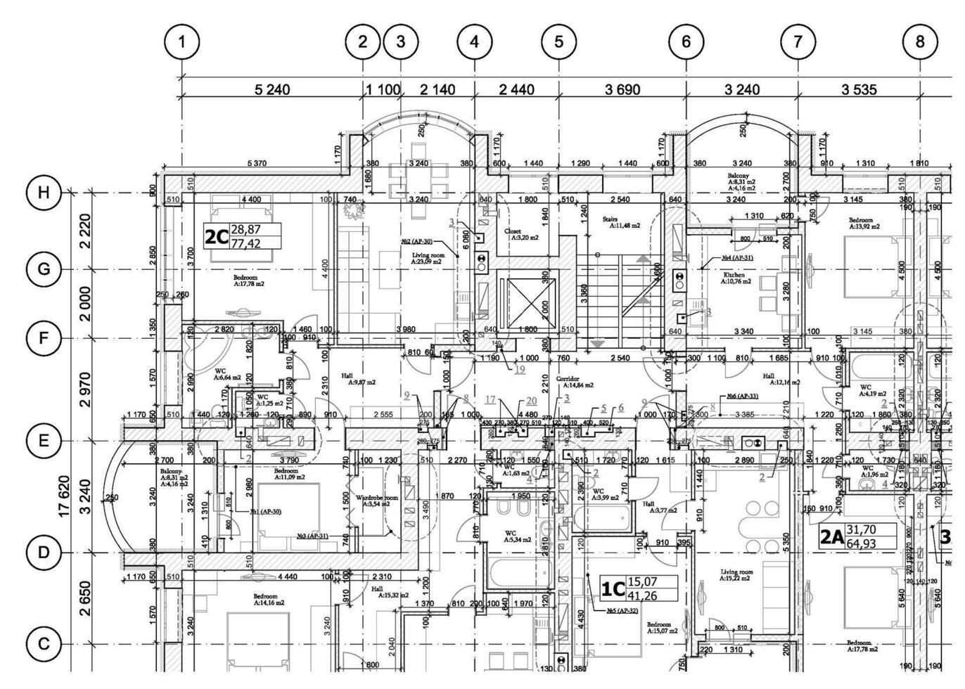 gedetailleerd bouwkundig met meerdere verdiepingen gebouw verdieping plan, appartement lay-out, blauwdruk. vector illustratie