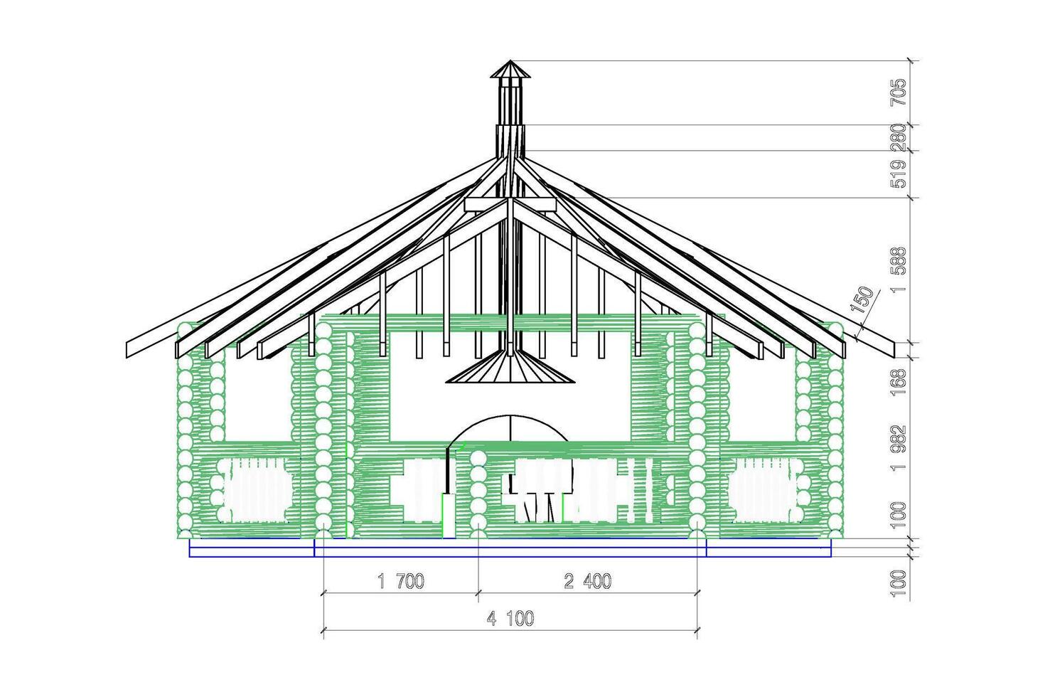 Prieel kader met bbq rooster vector illustratie. gedetailleerd bouwkundig plan