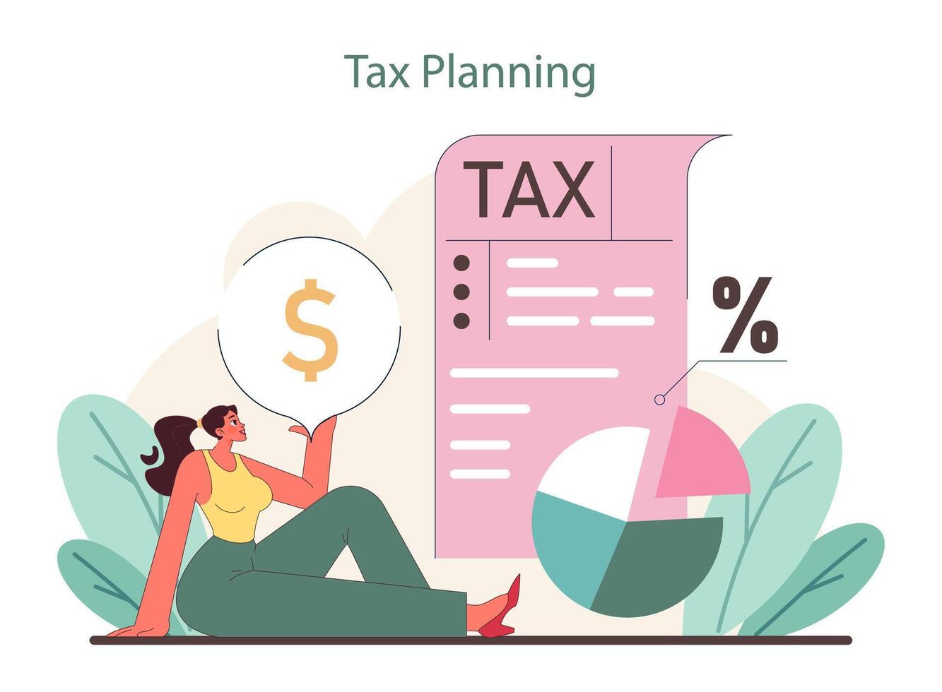 belasting planning concept. verkennen strategieën voor doeltreffend belasting beheer en besparingen. vector