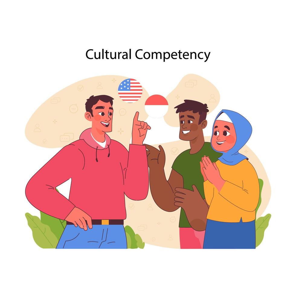 cultureel competentie concept. vlak vector illustratie