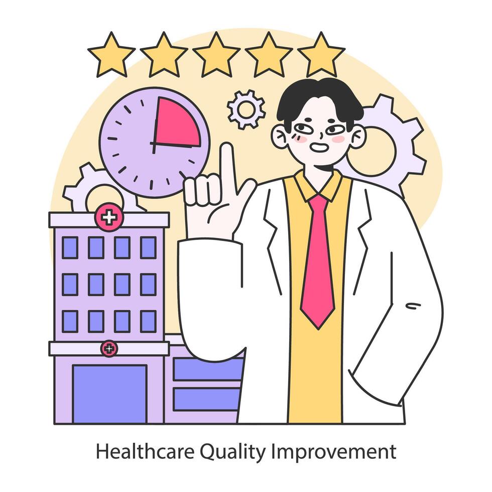 gezondheidszorg kwaliteit verbetering concept. vlak vector illustratie.
