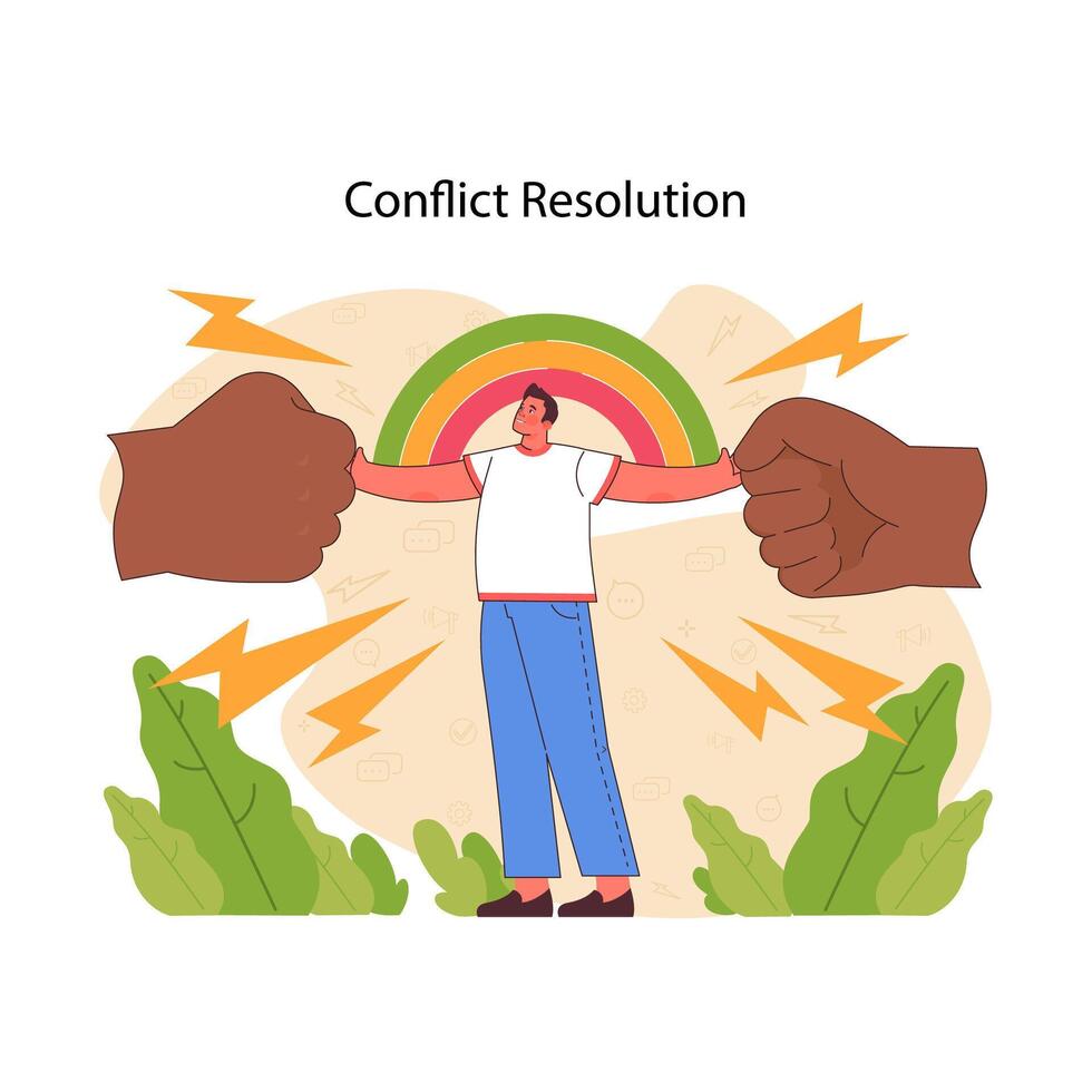 conflict resolutie concept. vlak vector illustratie