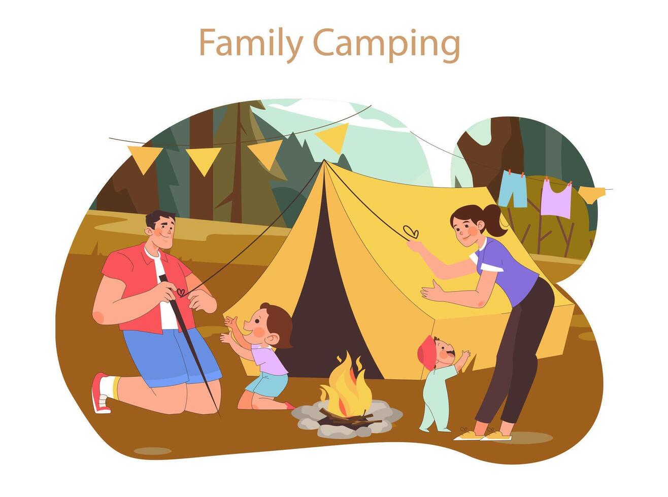 familie camping concept. vector
