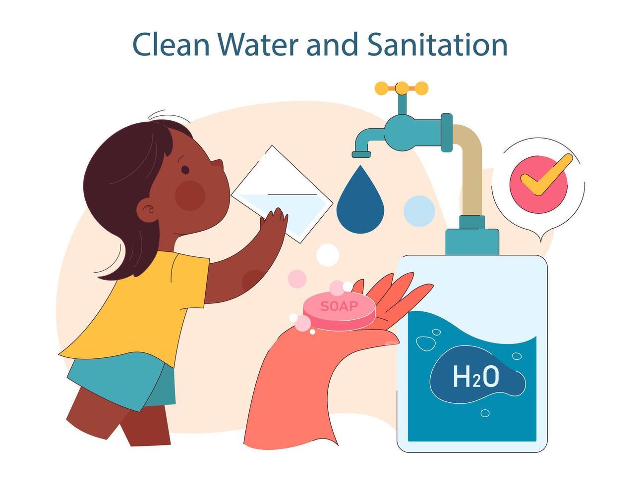 schoon water en sanitaire voorzieningen. zorgen voor toegang naar veilig drinken water vector