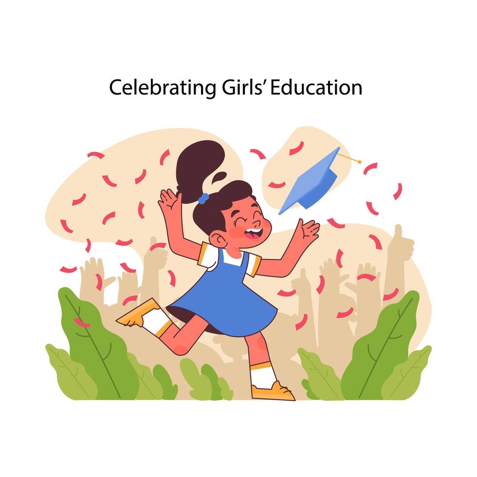 vieren meisjes onderwijs concept. vlak vector illustratie