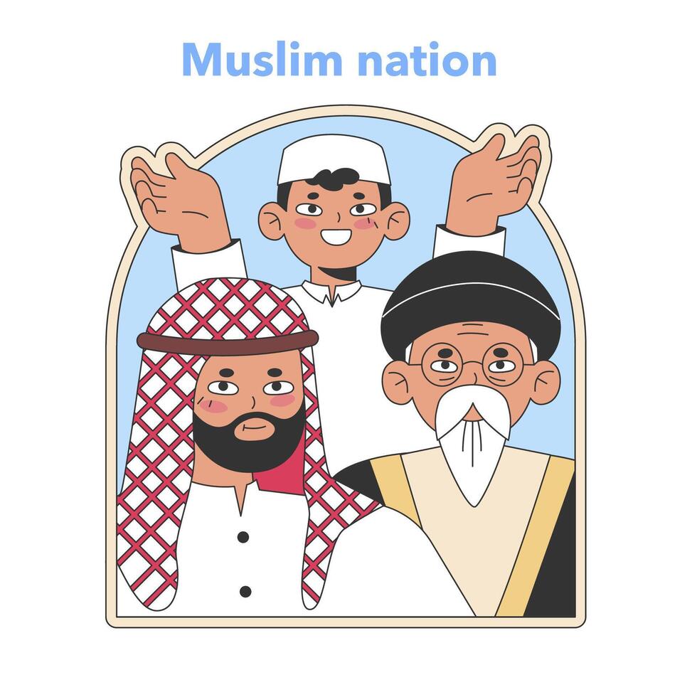 moslim gemeenschap eenheid concept. vlak vector illustratie