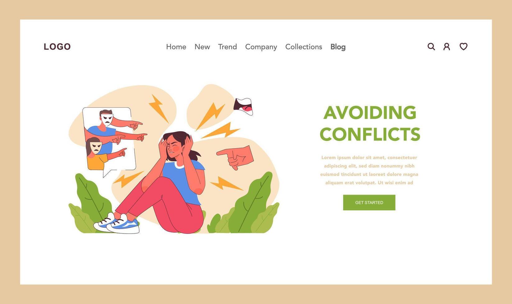 conflict vermijding concept. vlak vector illustratie