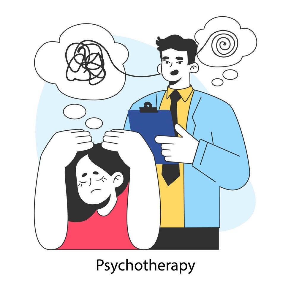 neurose. chronisch spanning en ongerustheid mentaal wanorde. psychotherapie vector