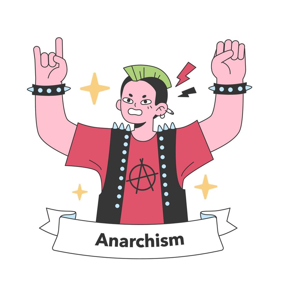 emblematisch anarchist figuur. vlak vector illustratie